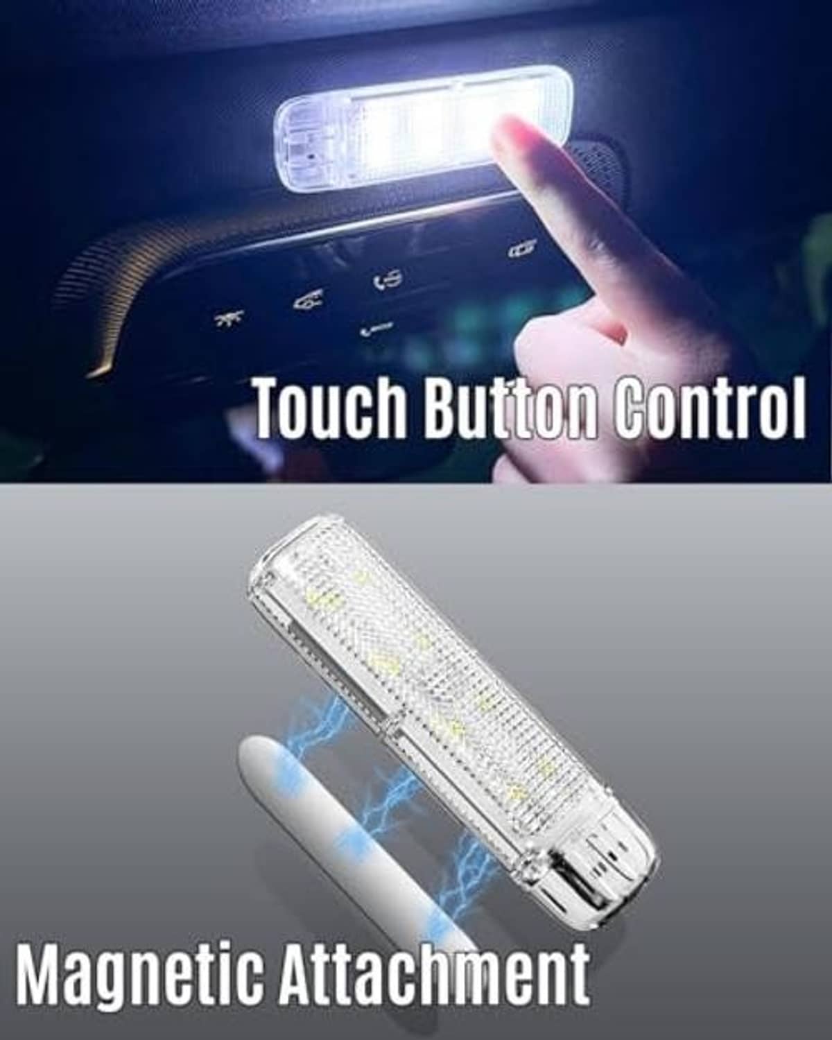 Single clear LED light bar with bright white illumination and fingertip touch control
