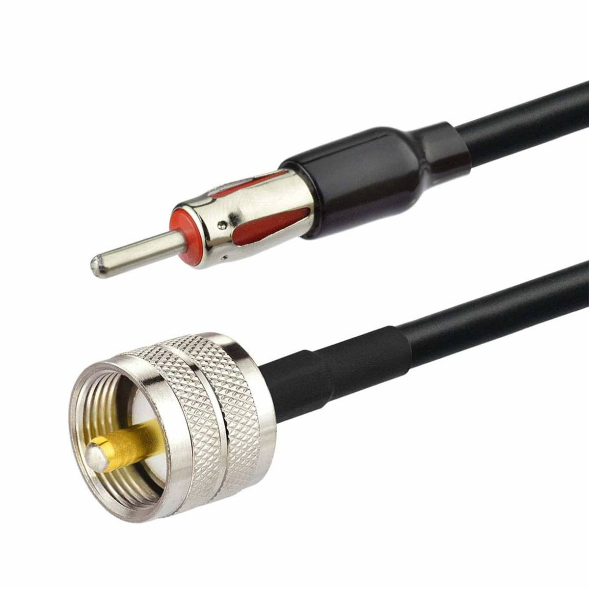 Coax jumper cable ends, silver PL259 socket and DIN plug with center pin