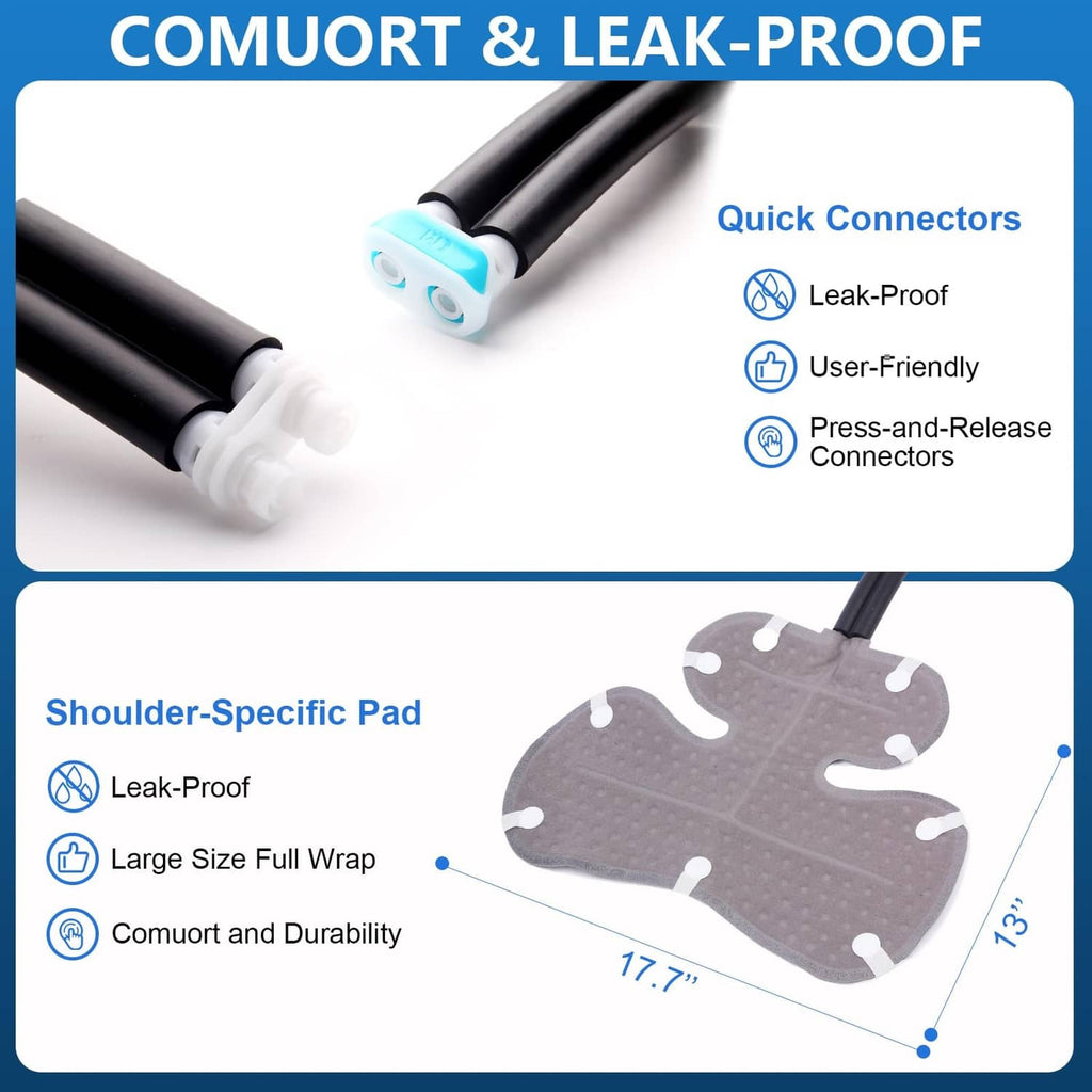 Shoulder-specific gray compression pad with leak-proof connector hose