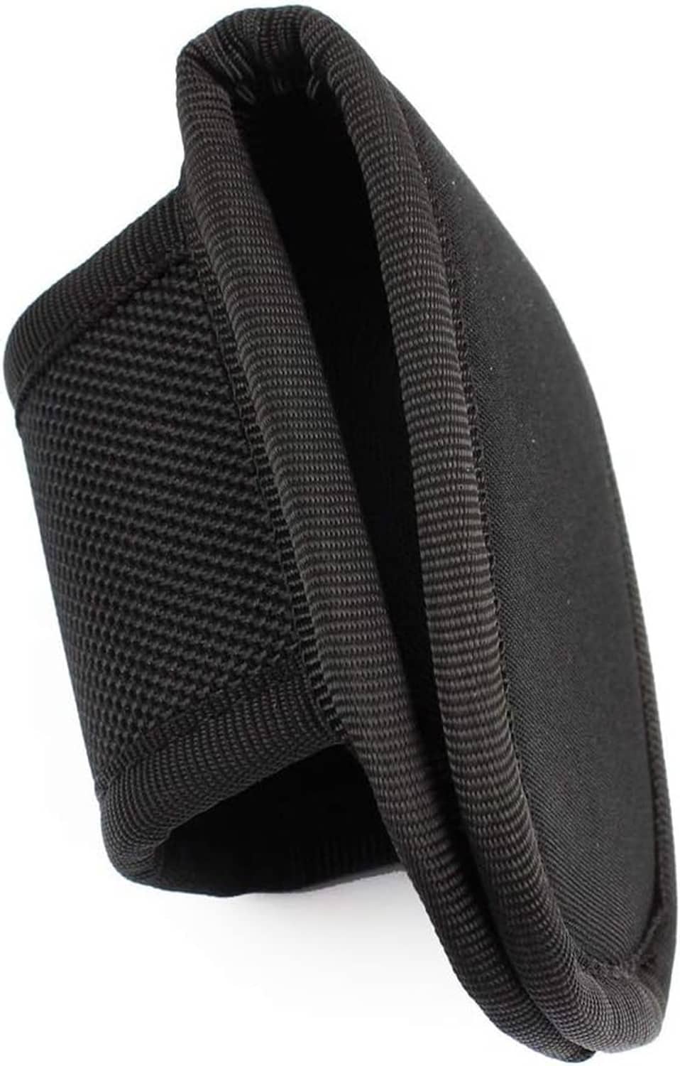 Black flashlight pouch with side strap loops and thick webbing trim