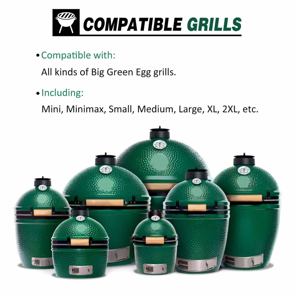 3.3-inch grill thermometer displayed with Big Green Egg grill shapes