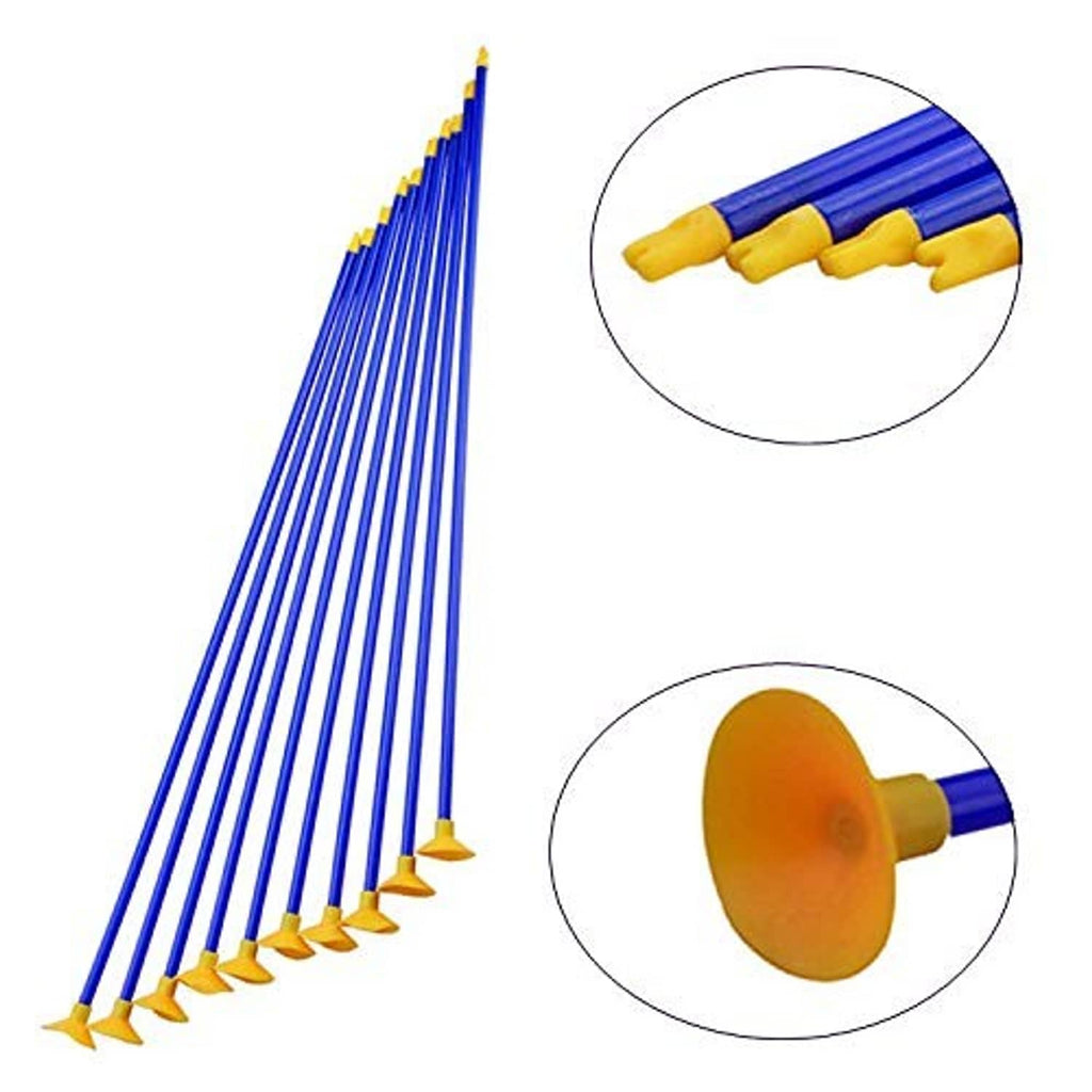 Kid archery arrow set: blue shafts with yellow fletching and suction cups