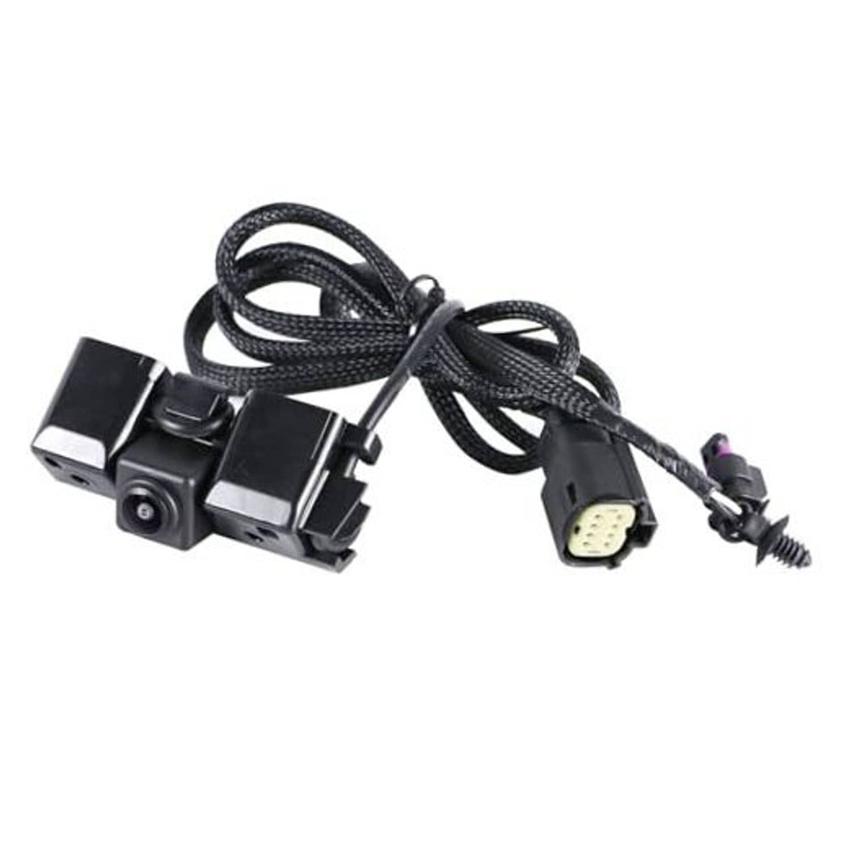 Backup camera wiring harness with camera module and electrical connectors