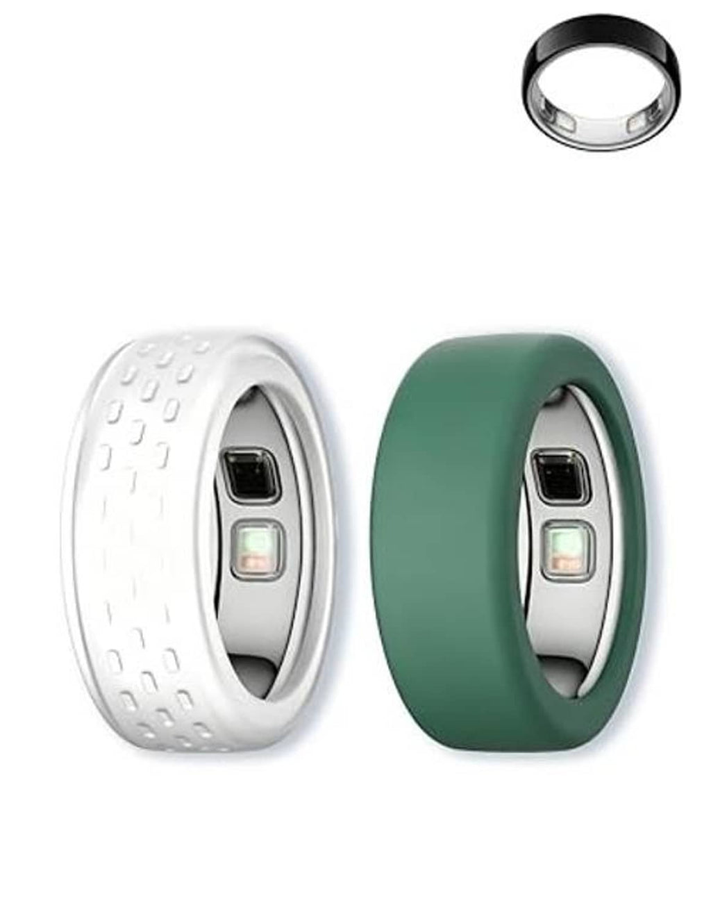 Dark green translucent silicone ring cover (medium) with interior sensor cutouts