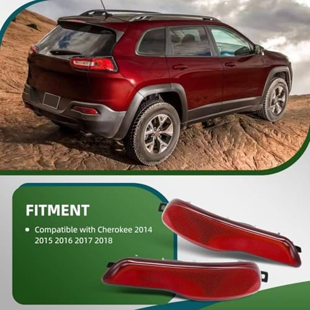 Red rear bumper reflector light installed view on rear bumper