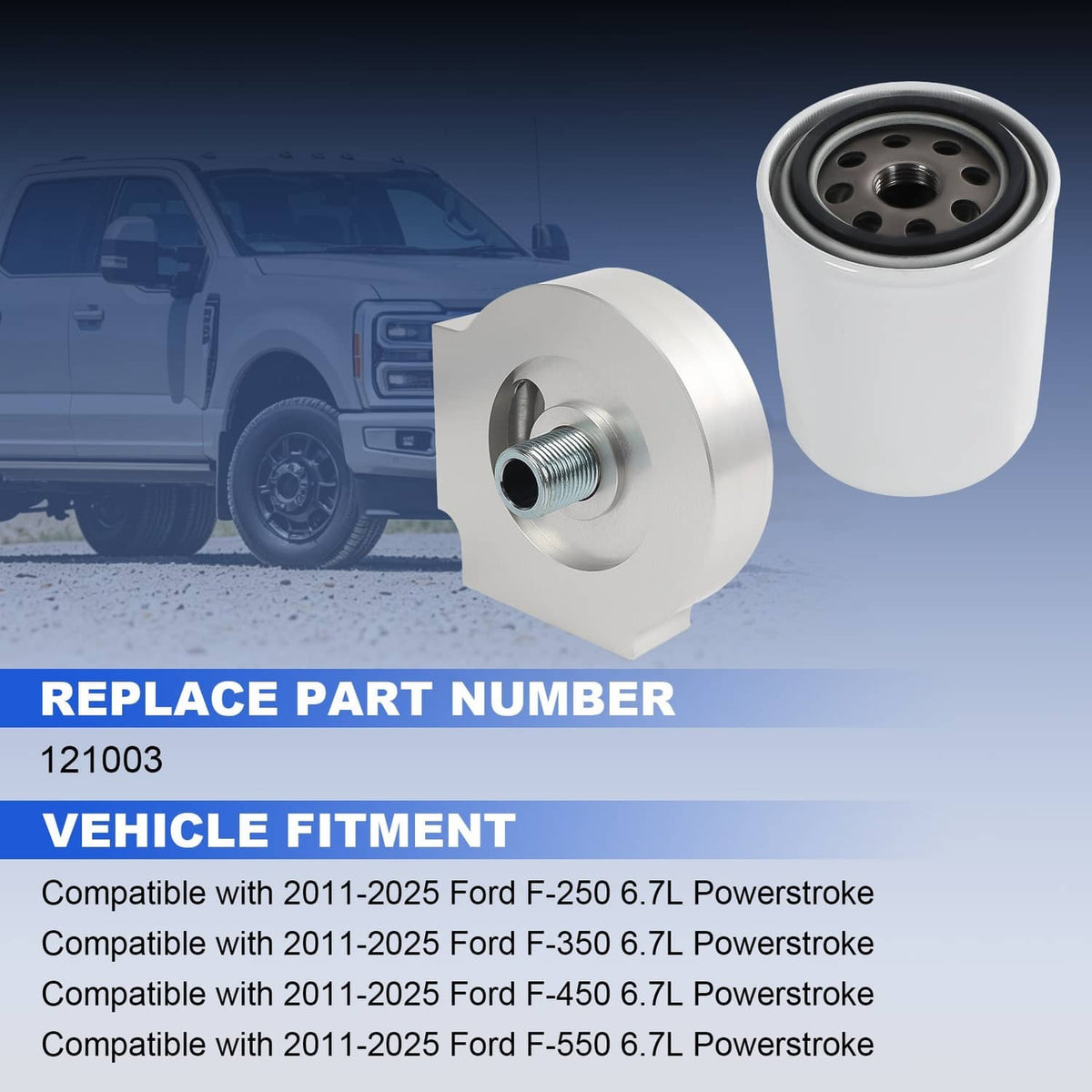 Fuel filter canister and aluminum mounting adapter plate with threaded fitting