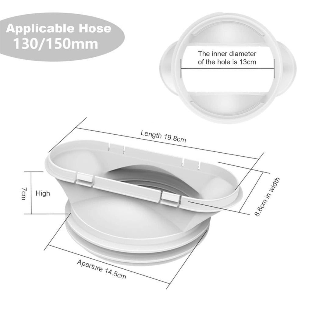 Window vent seal with adjustable hose port and inner hole diameter for AC exhaust hoses