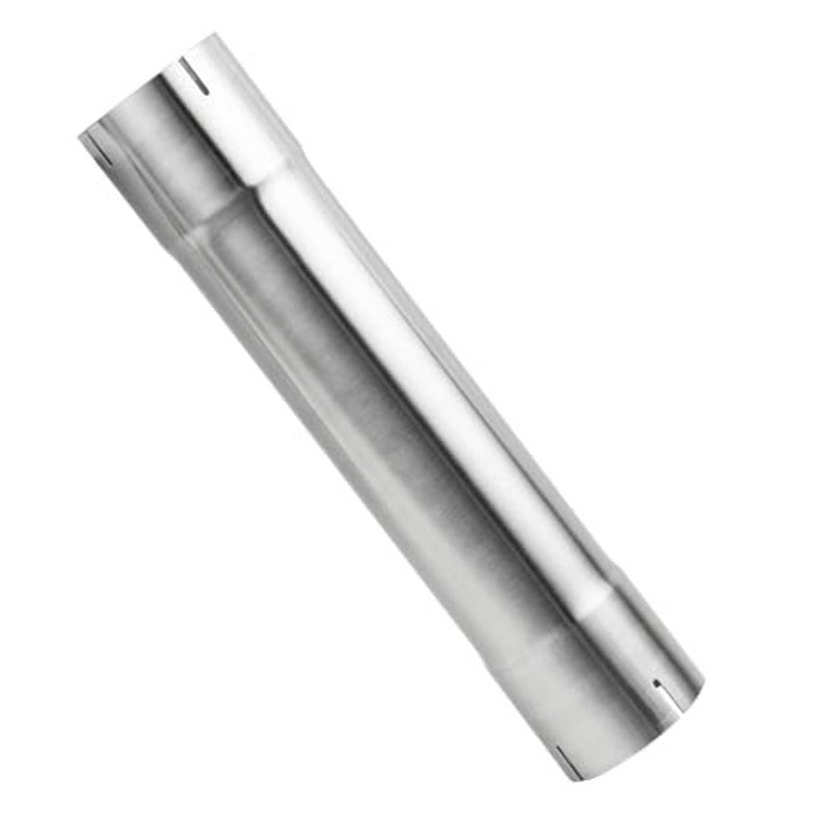 Polished stainless steel exhaust pipe, open ends, cylindrical tube for installation