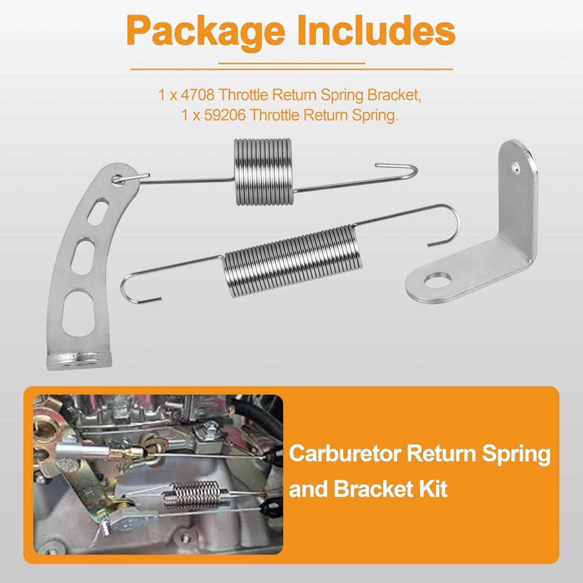 Carburetor return spring and bracket kit with L bracket and two coil springs