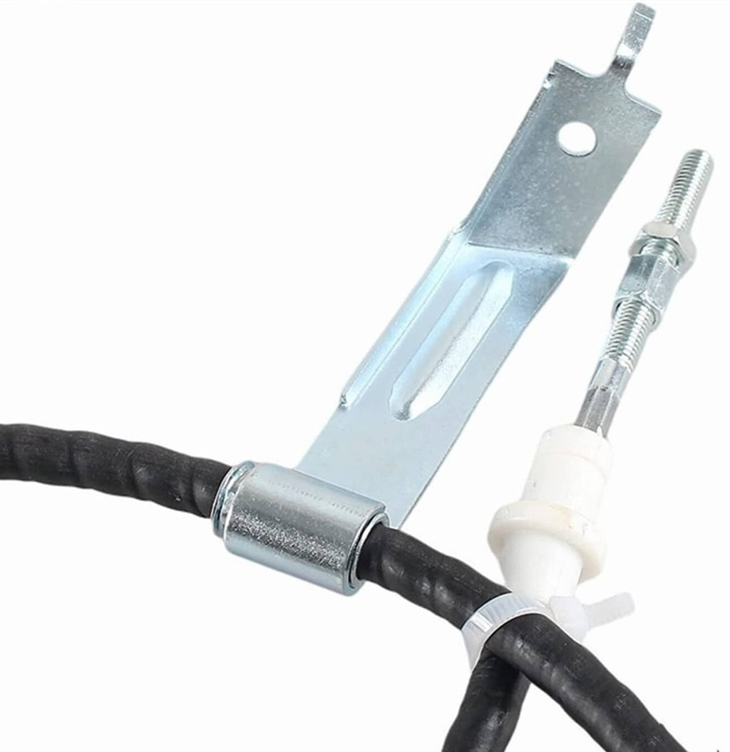 Silver clutch cable bracket with threaded adjuster and white insulator fitting