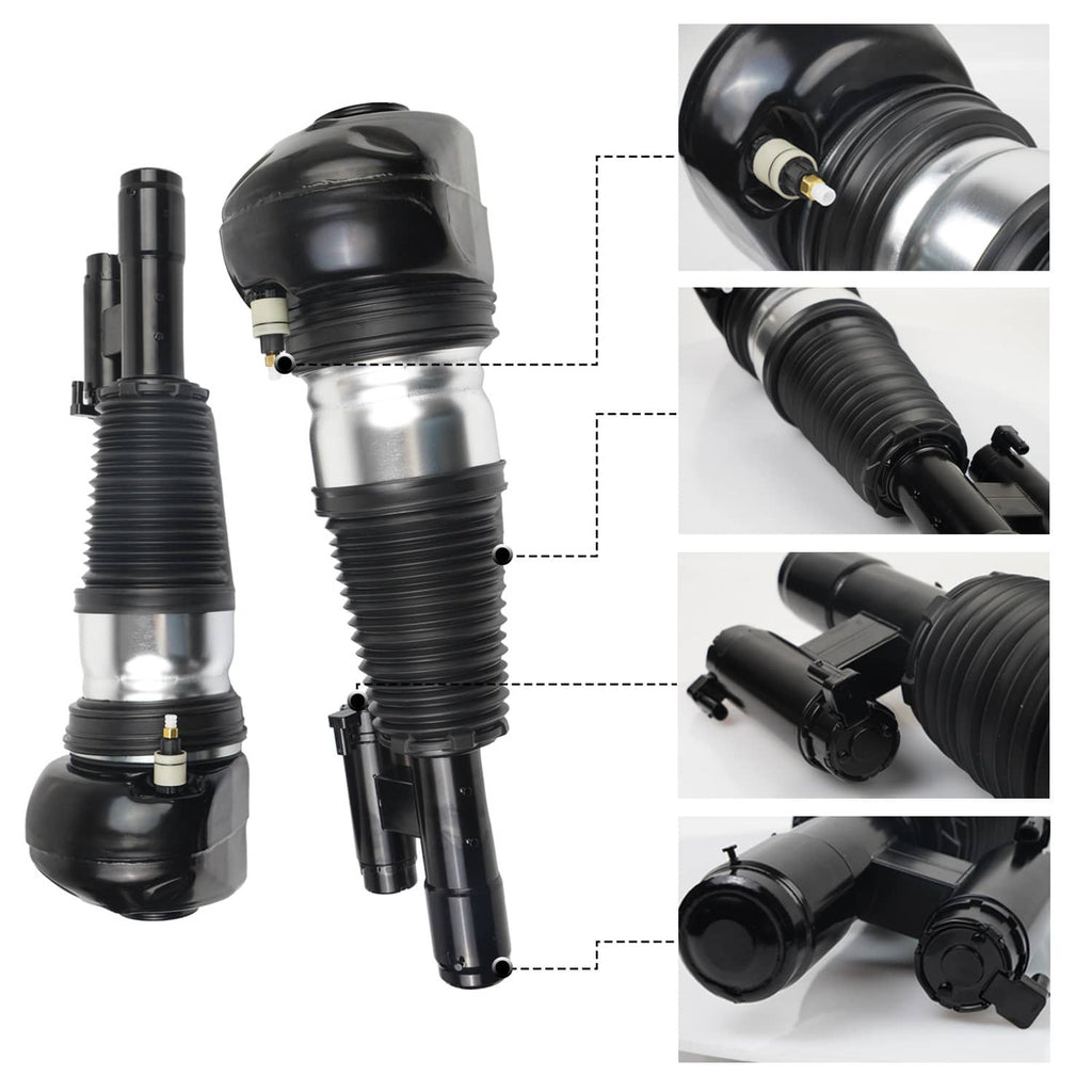 Air suspension strut assembly, black bellows with silver cylinder and electrical connector