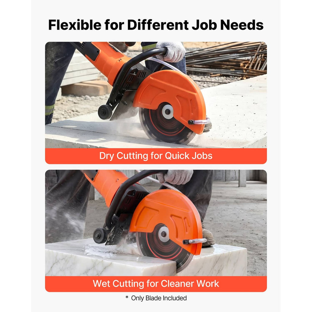 Diamond saw blade for dry and wet cutting on an electric saw, orange tool