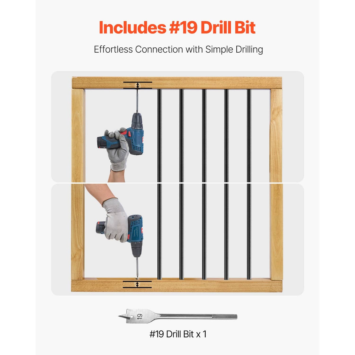 Black balusters with included #19 drill bit for drilling installation