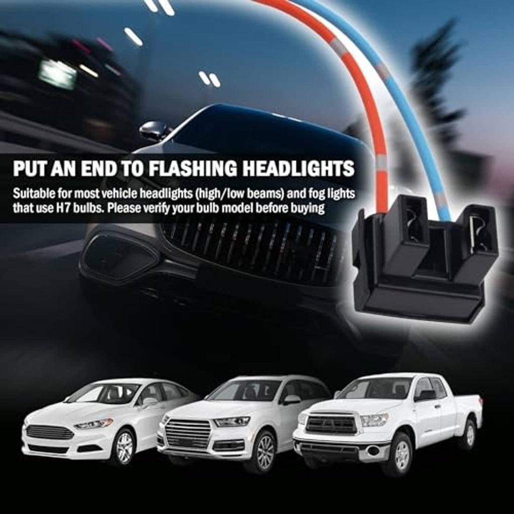 H7 headlight connector plug with black housing and blue/red wire harness lead