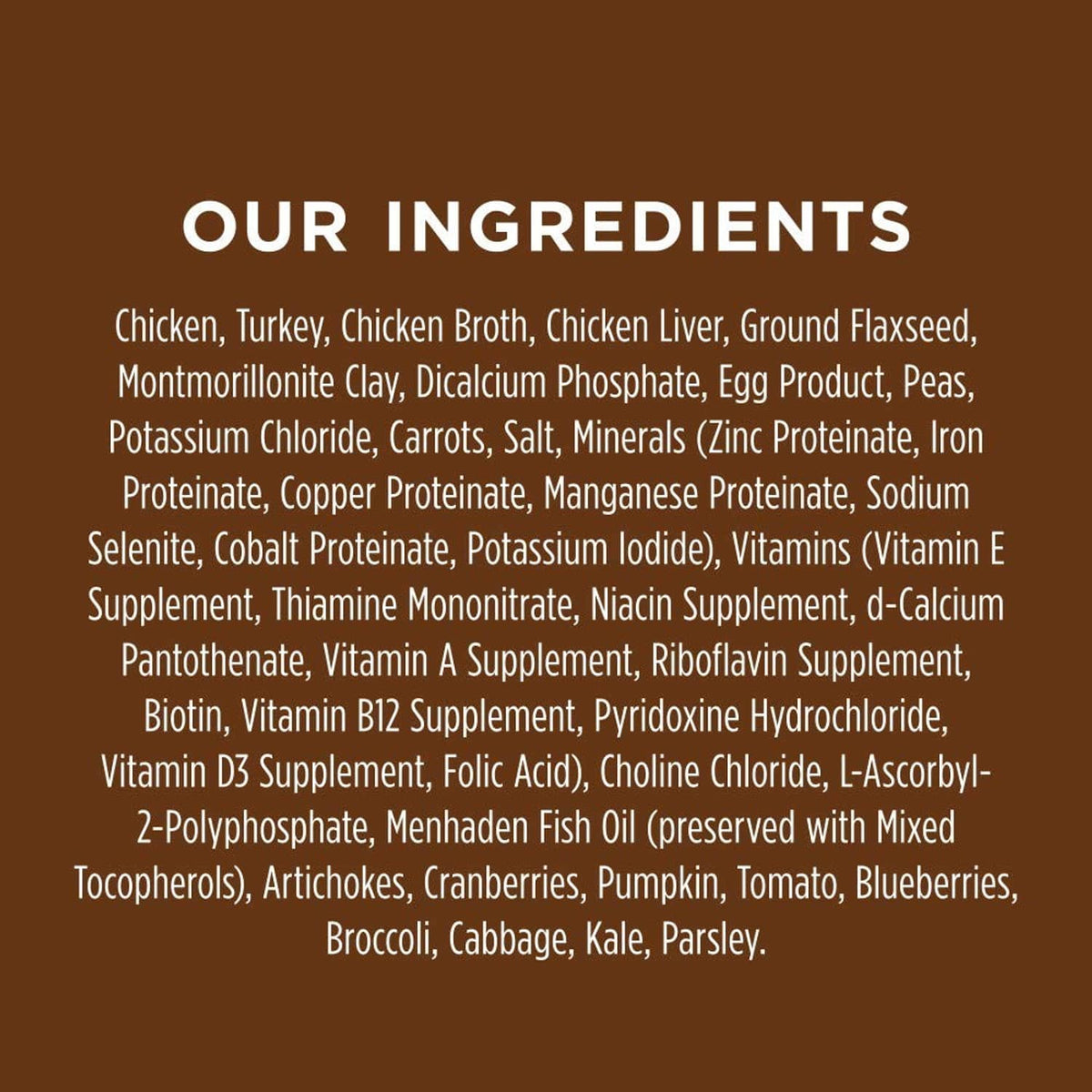 Our ingredients list panel for Instinct Original grain-free dog food