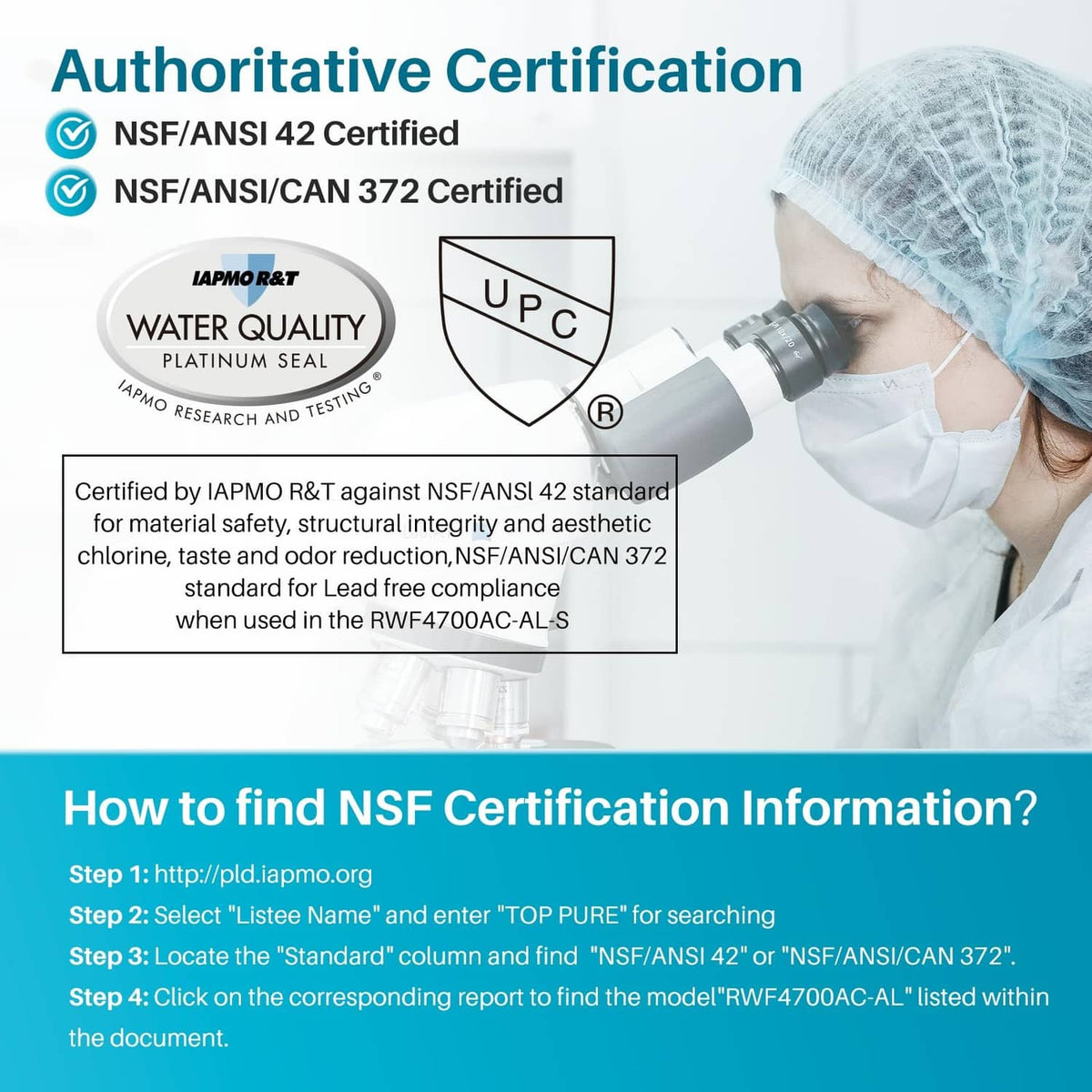 ICEPURE alkaline refrigerator water filter cartridge with NSF certification graphics