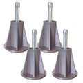 Set of 4 bed frame replacement feet with steel stems and dark plastic inserts
