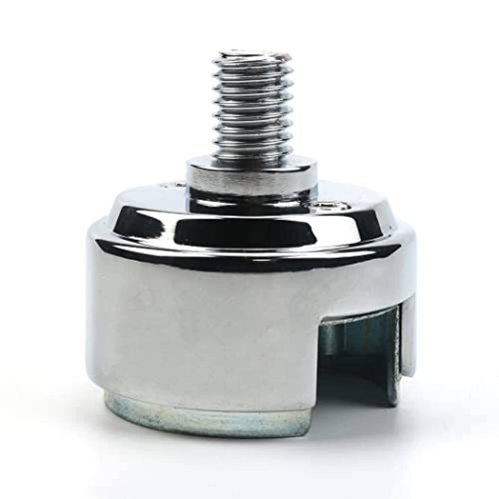 Chrome mounting adapter with central threaded stud and rounded mounting base