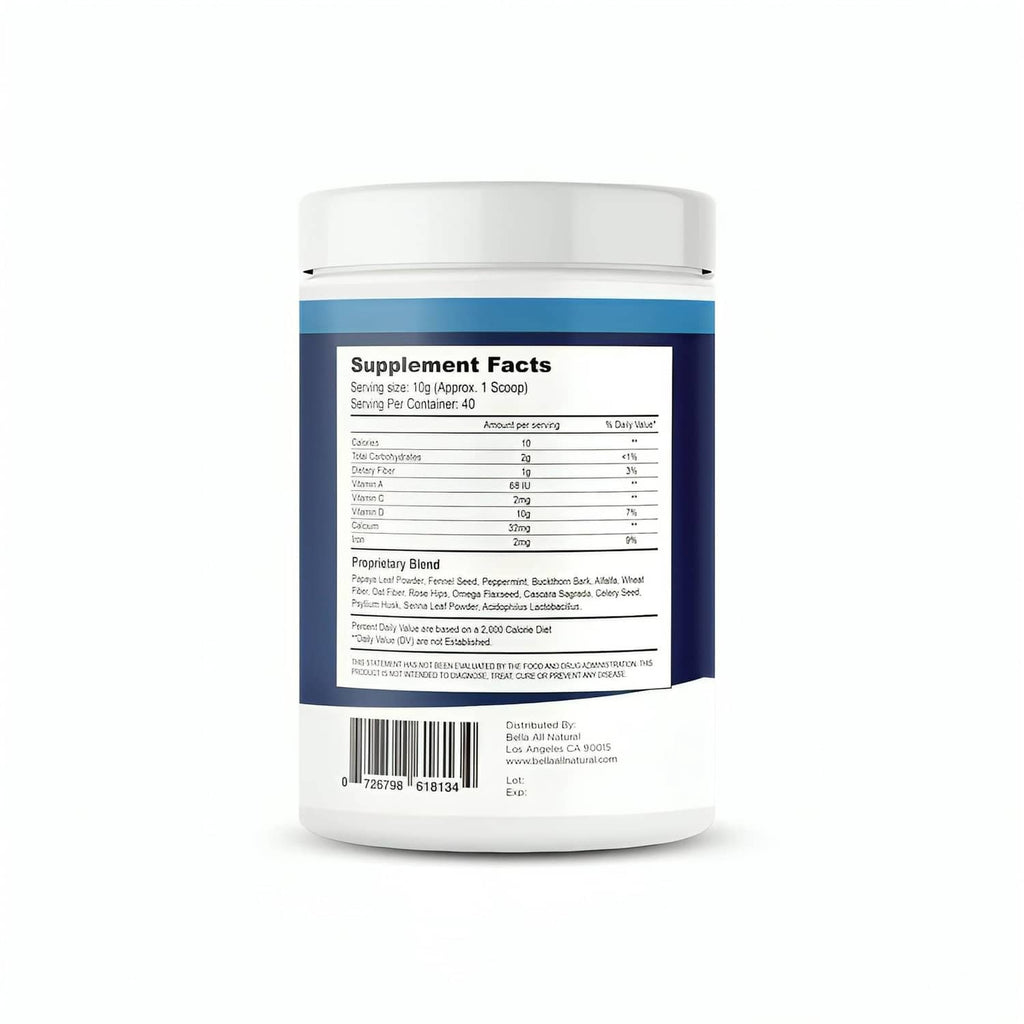 Extreme Detox supplement jar back with Supplement Facts label panel