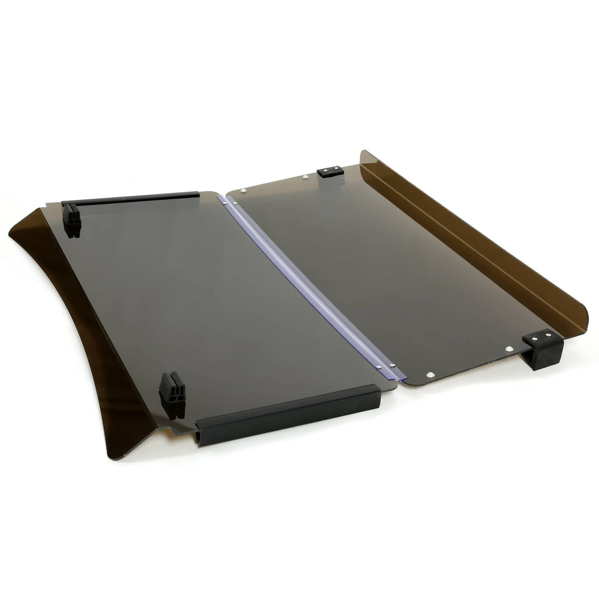 Folded tinted windscreen sections showing front and side panels
