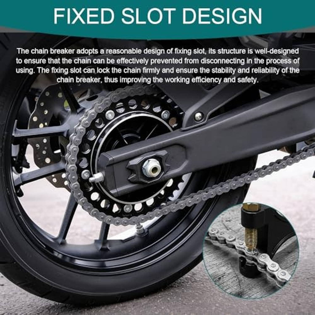 Universal motorcycle chain breaker tool for 530-630 chains with pin driver