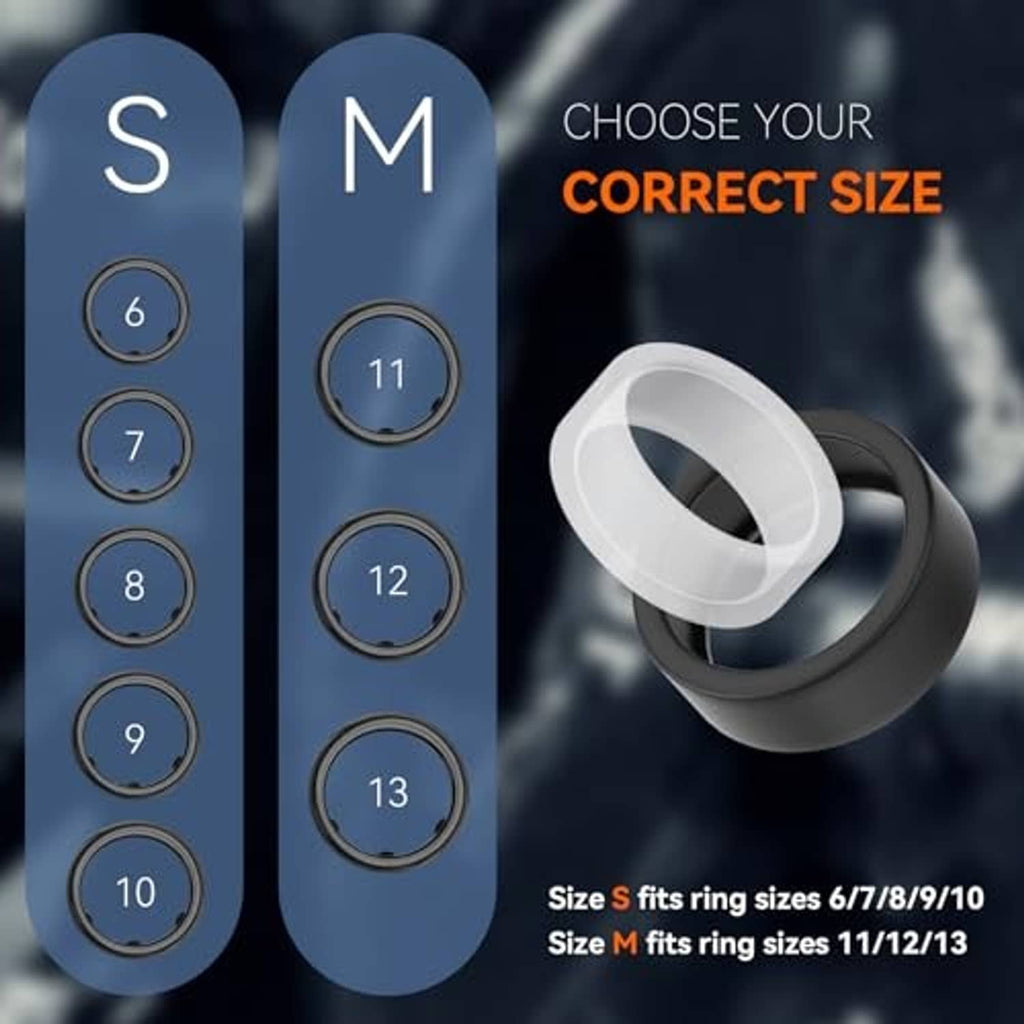 Silicone Oura Ring protector covers in clear and black, S and M sizes