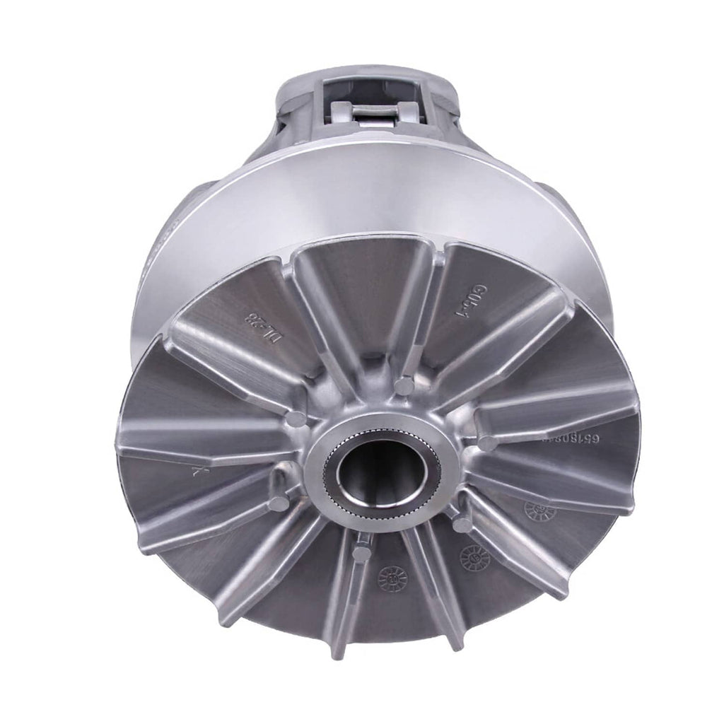 Drive clutch rotor with machined silver fins and center shaft opening