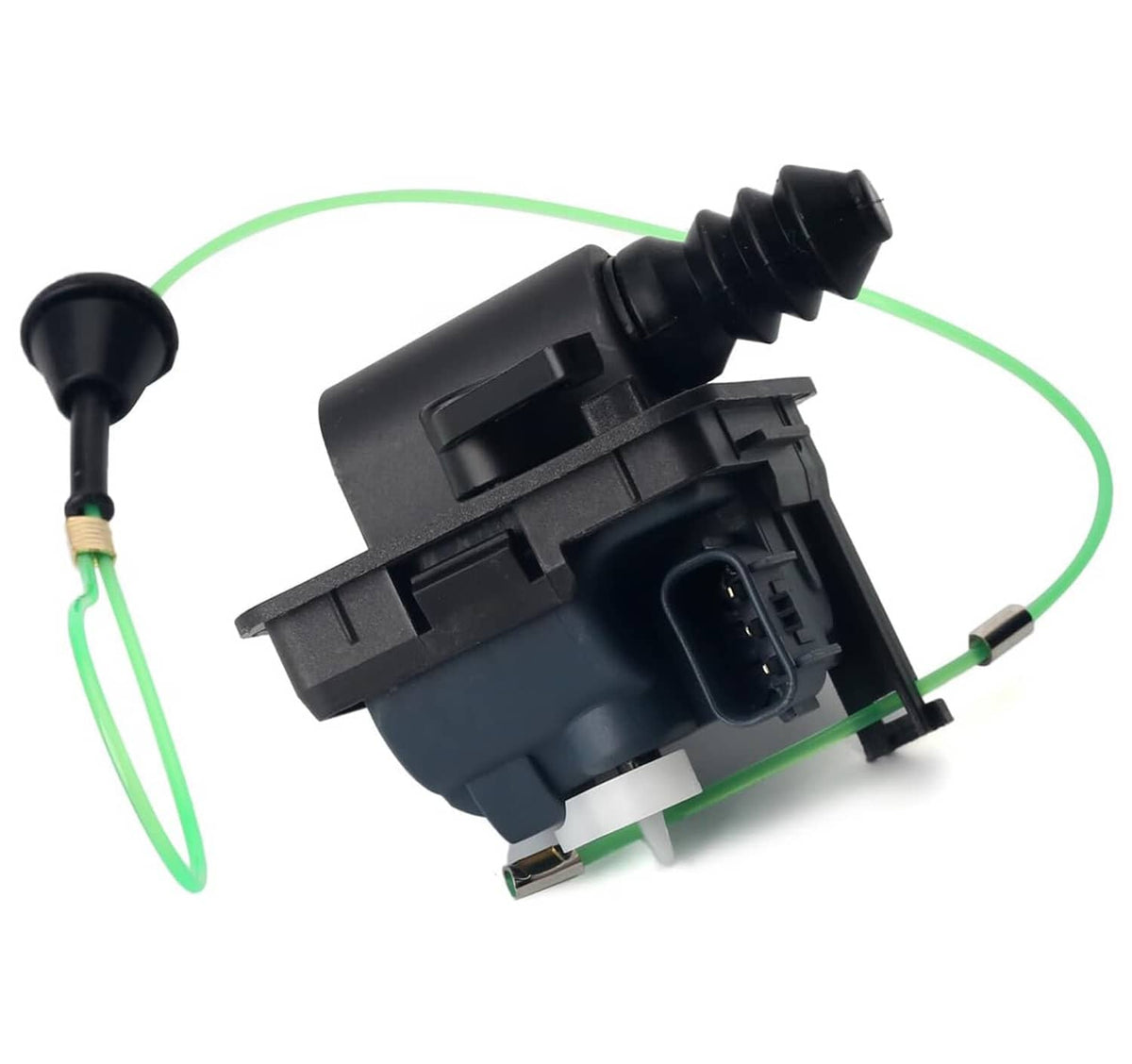 Fuel door actuator assembly, black module with connector and green wire leads
