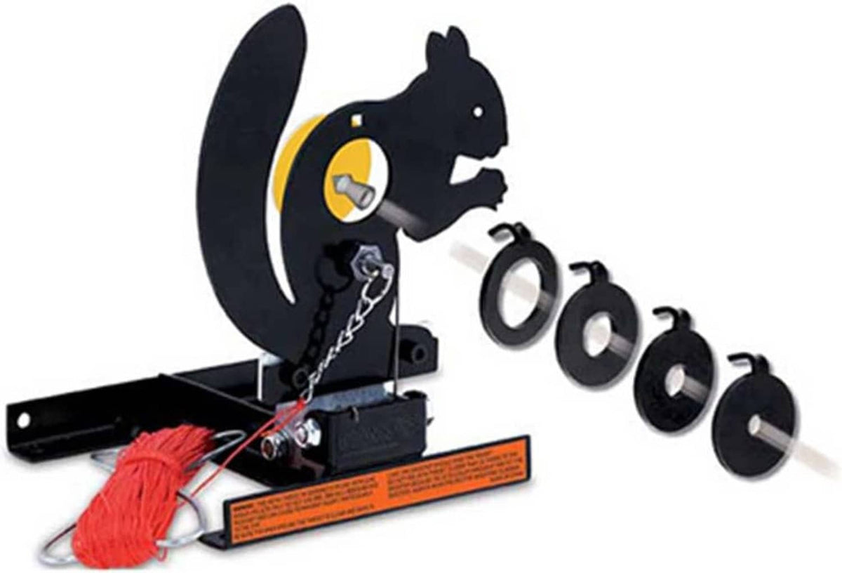 Black squirrel field target set with 4 ring targets and orange base tray