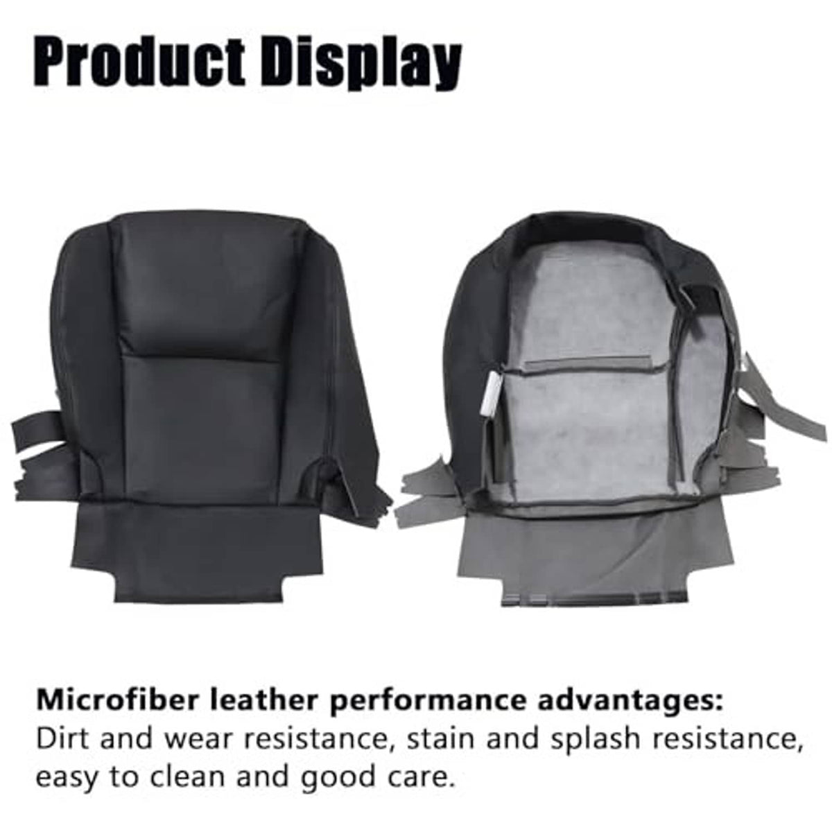 Black front seat bottom replacement cover with inner padding and fabric backing