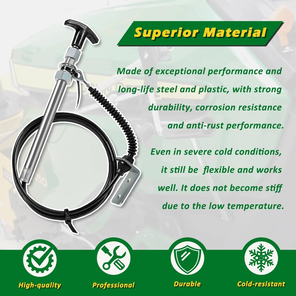 Spout control input cable with stainless tube, black spring, and mounting plate