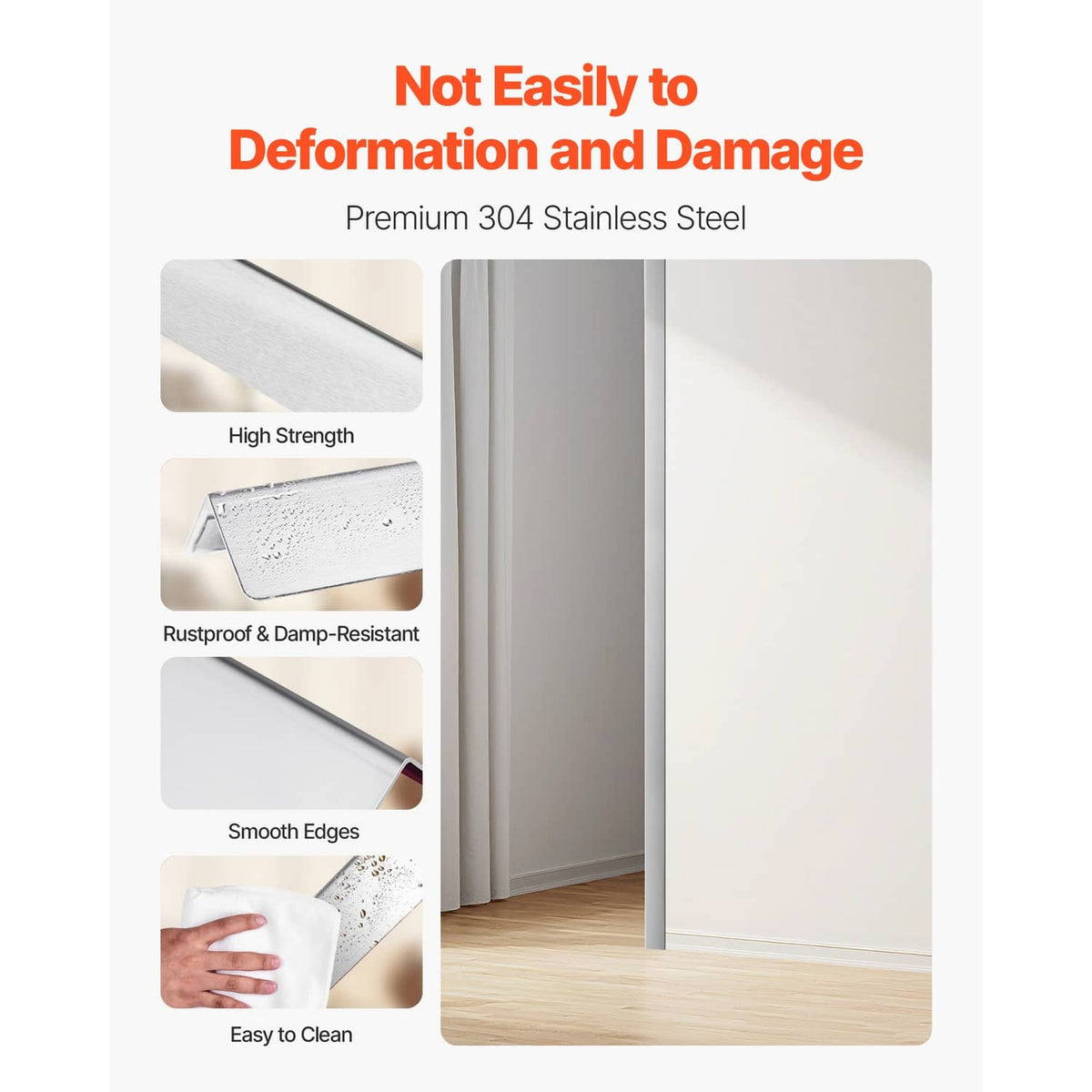 Stainless steel wall corner protector set with smooth edges and polished finish
