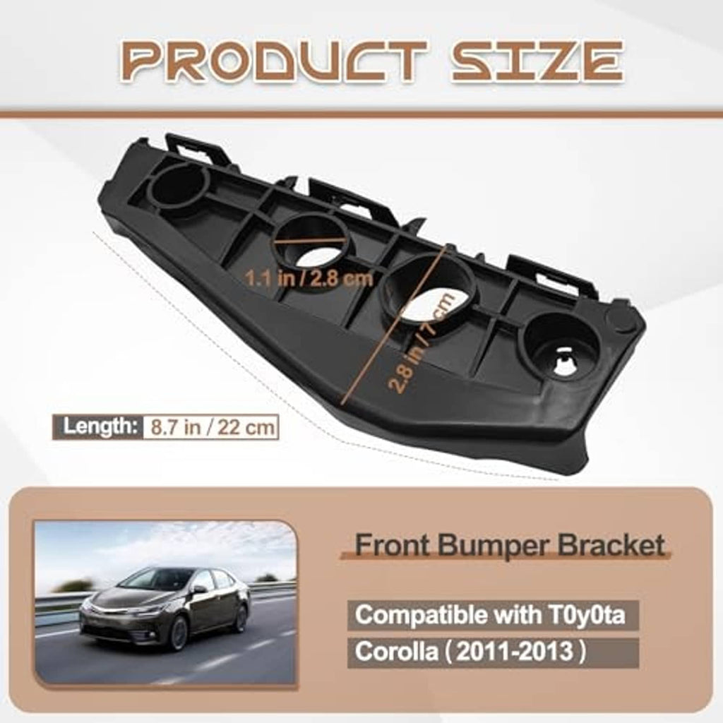 Long black front bumper bracket with molded ridges and round mounting openings
