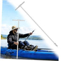 Portable stainless boat anchor pole with quick-lock base and crossbar