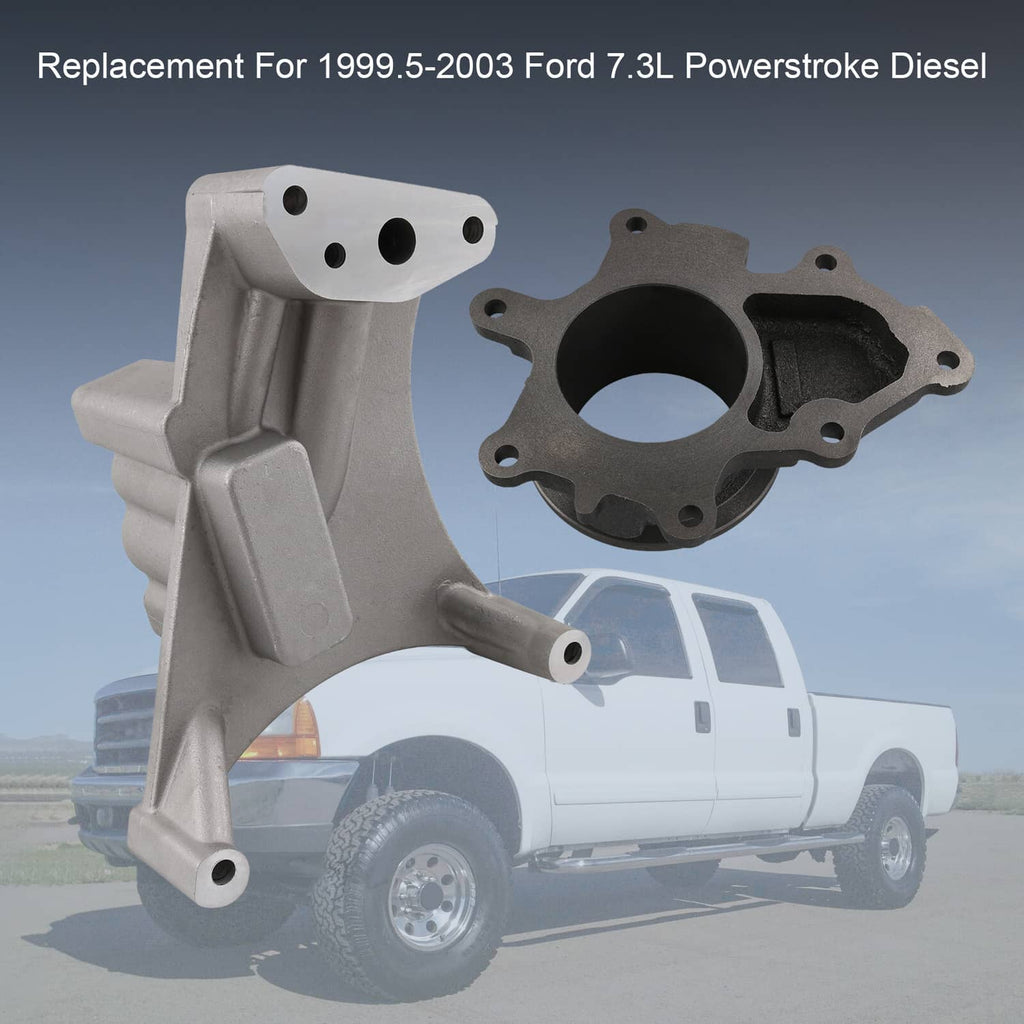 Turbo pedestal and exhaust housing components, silver pedestal with black outlet housing