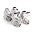Pack of 4 silver air tool swivel fittings with threaded ends and hex connectors