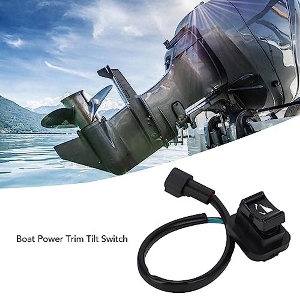 Boat trim tilt switch assembly with black control module and wiring cable for outboard motor