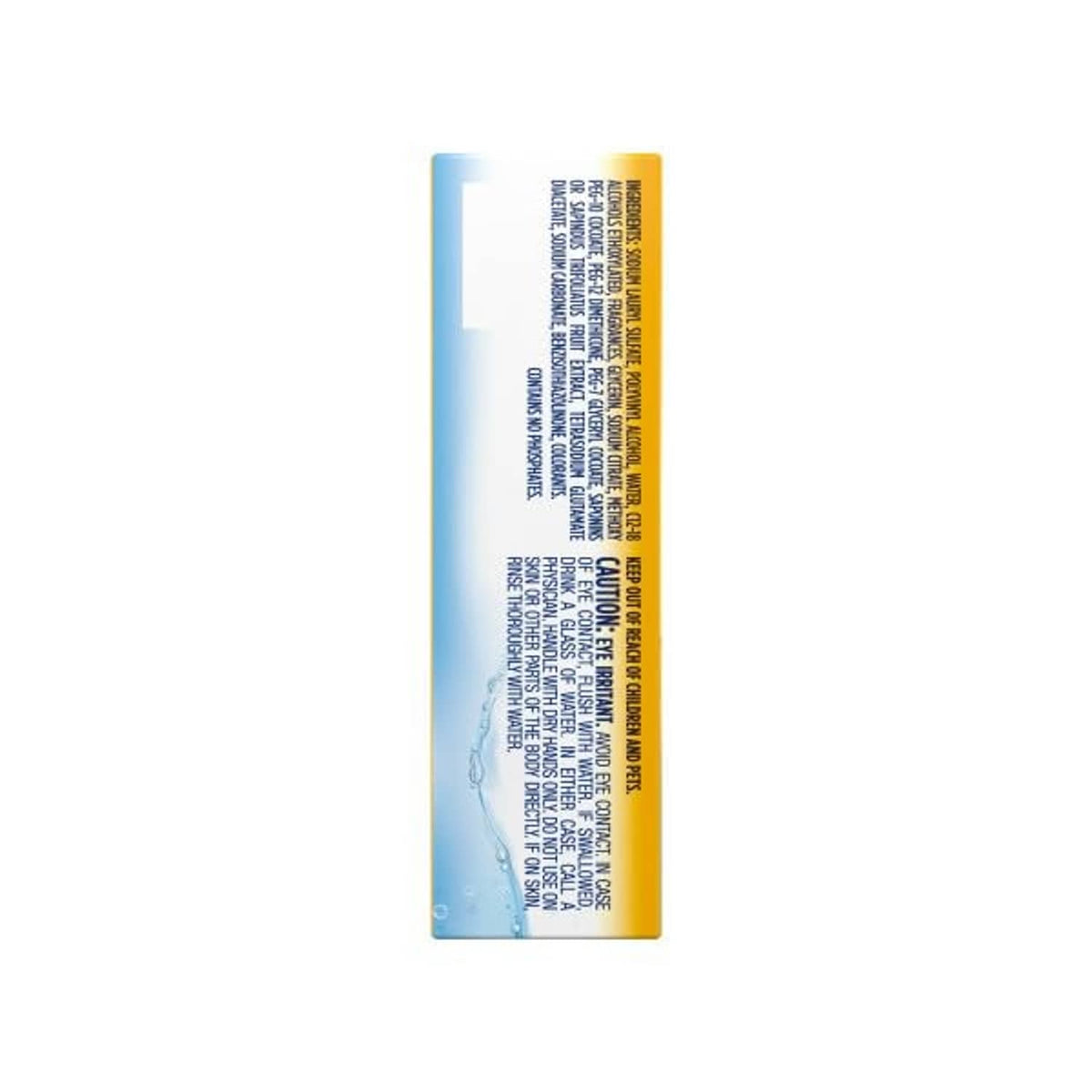 Arm & Hammer detergent sheets box side panel with bar code and warnings