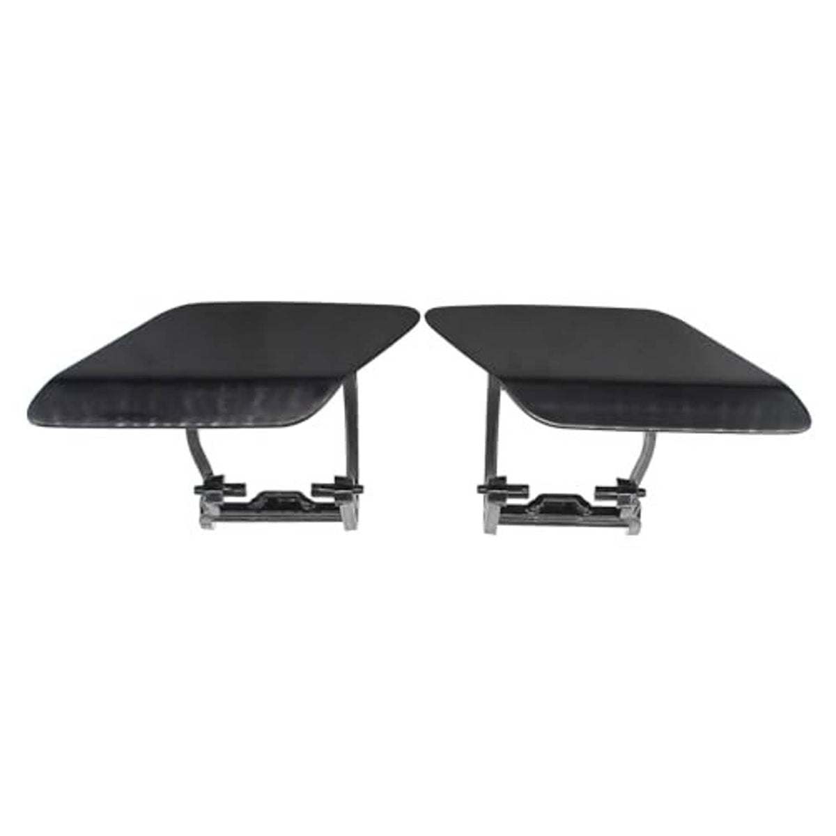 Set of 2 black headlight washer nozzle caps with front mounting clips, left/right