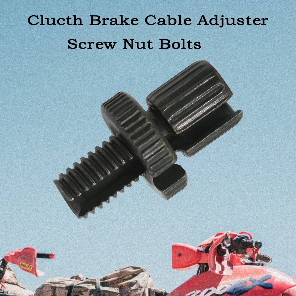 Brake cable adjuster screw nut bolts set, black metal with ridged sleeves