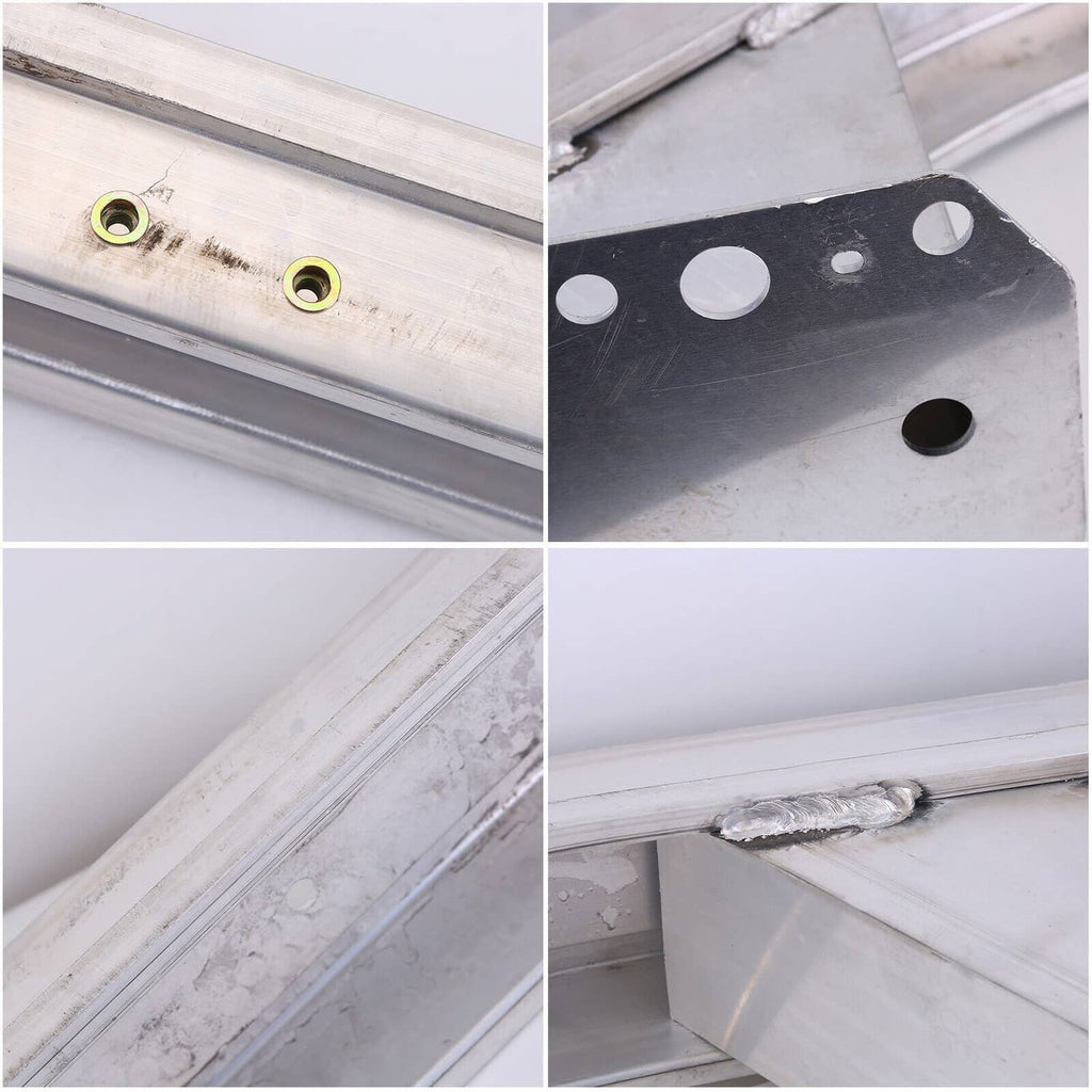Front bumper reinforcement cross member hardware and weld detail close-up