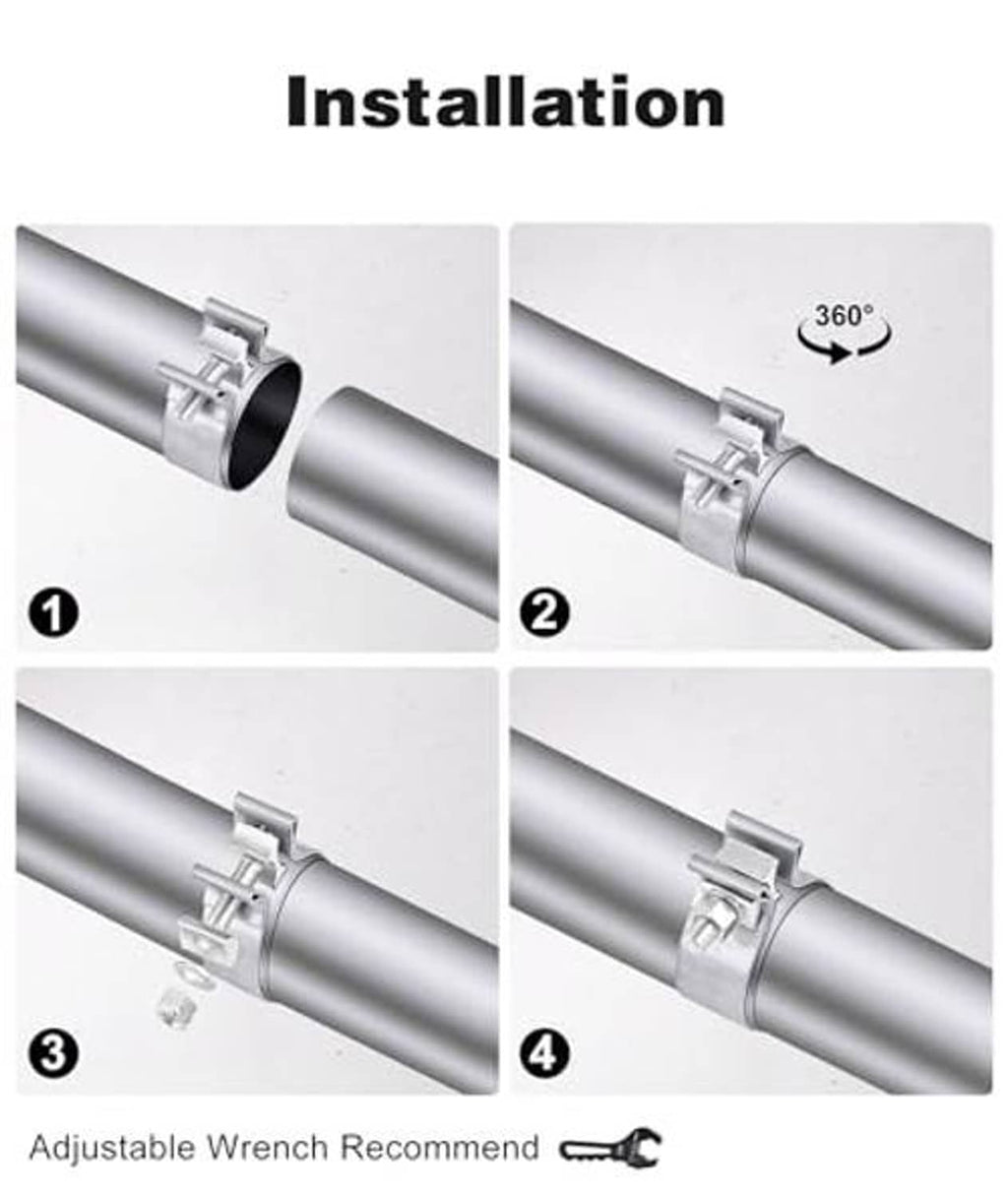 Exhaust clamp securing a metal pipe with narrow band and tightening bolt