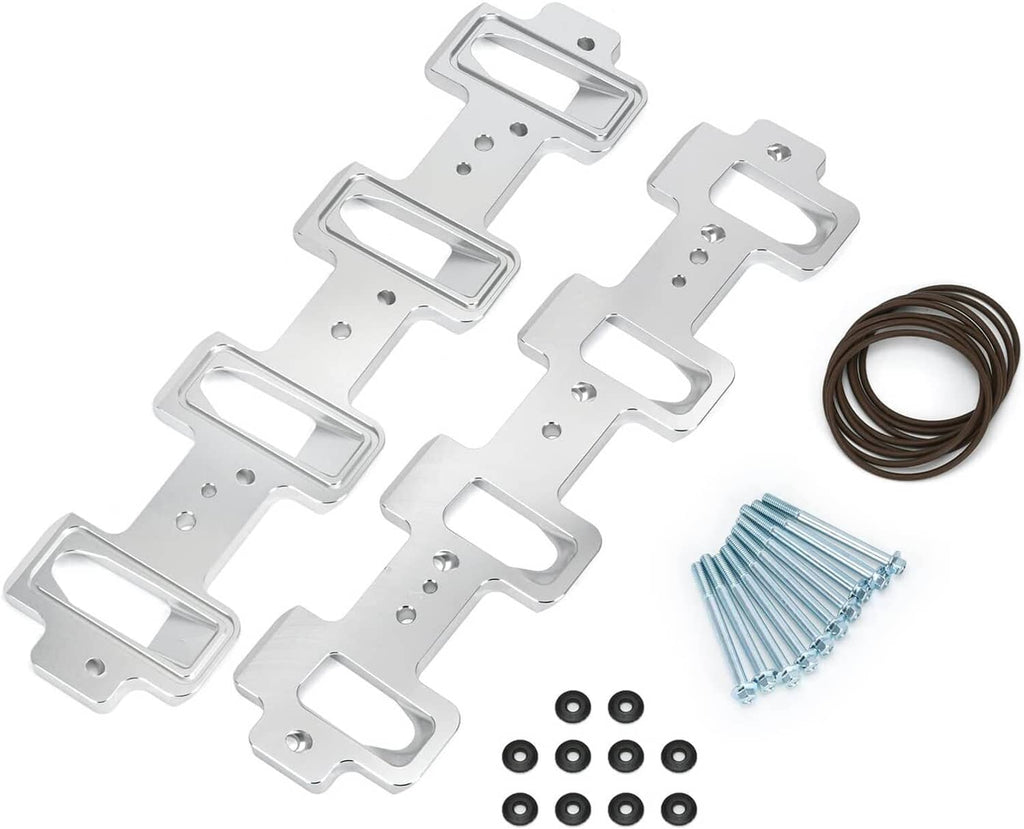 Aluminum port adapter brackets with mounting hardware, O-rings, and bolt set