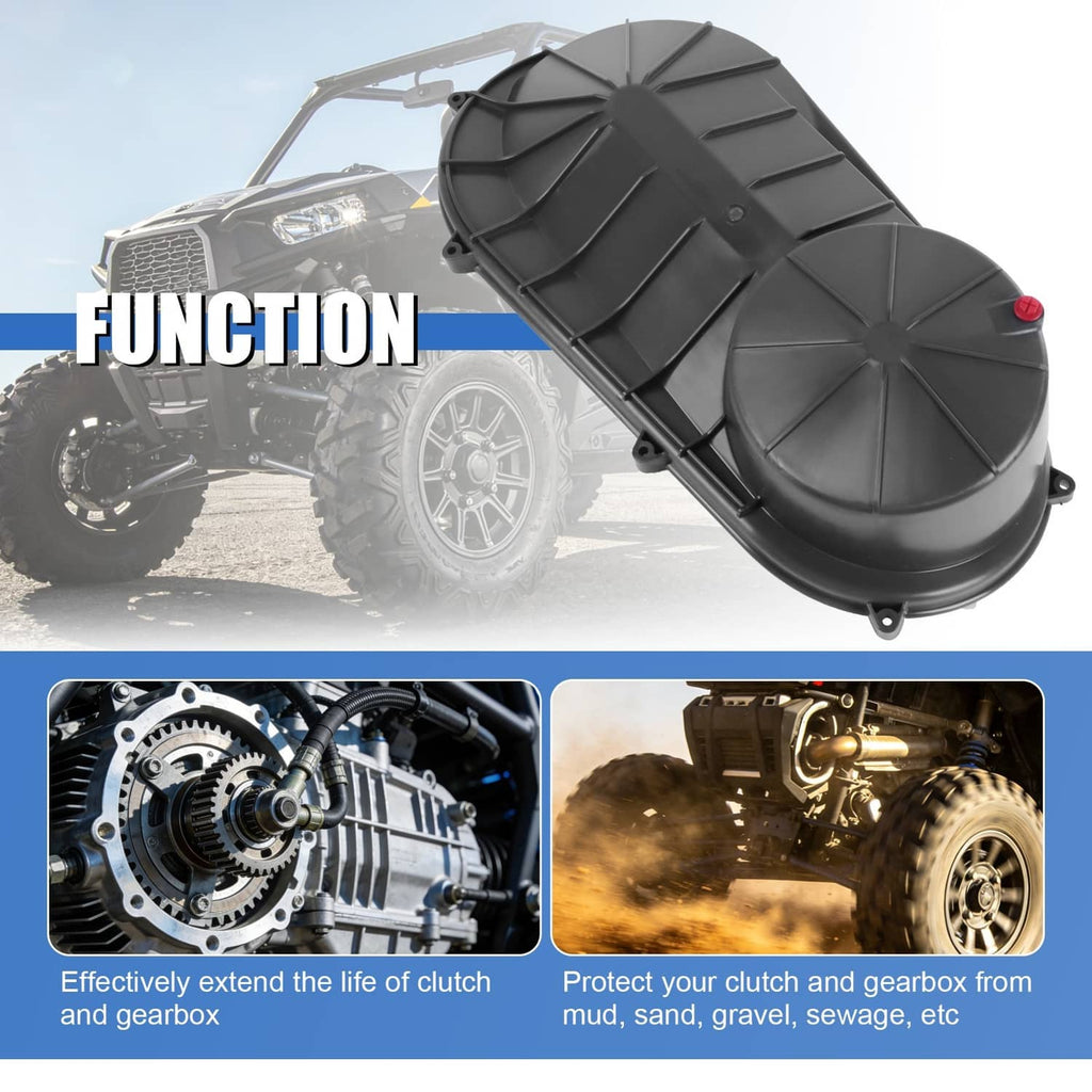 Matte black outer clutch cover with ribbed panels and round end cap