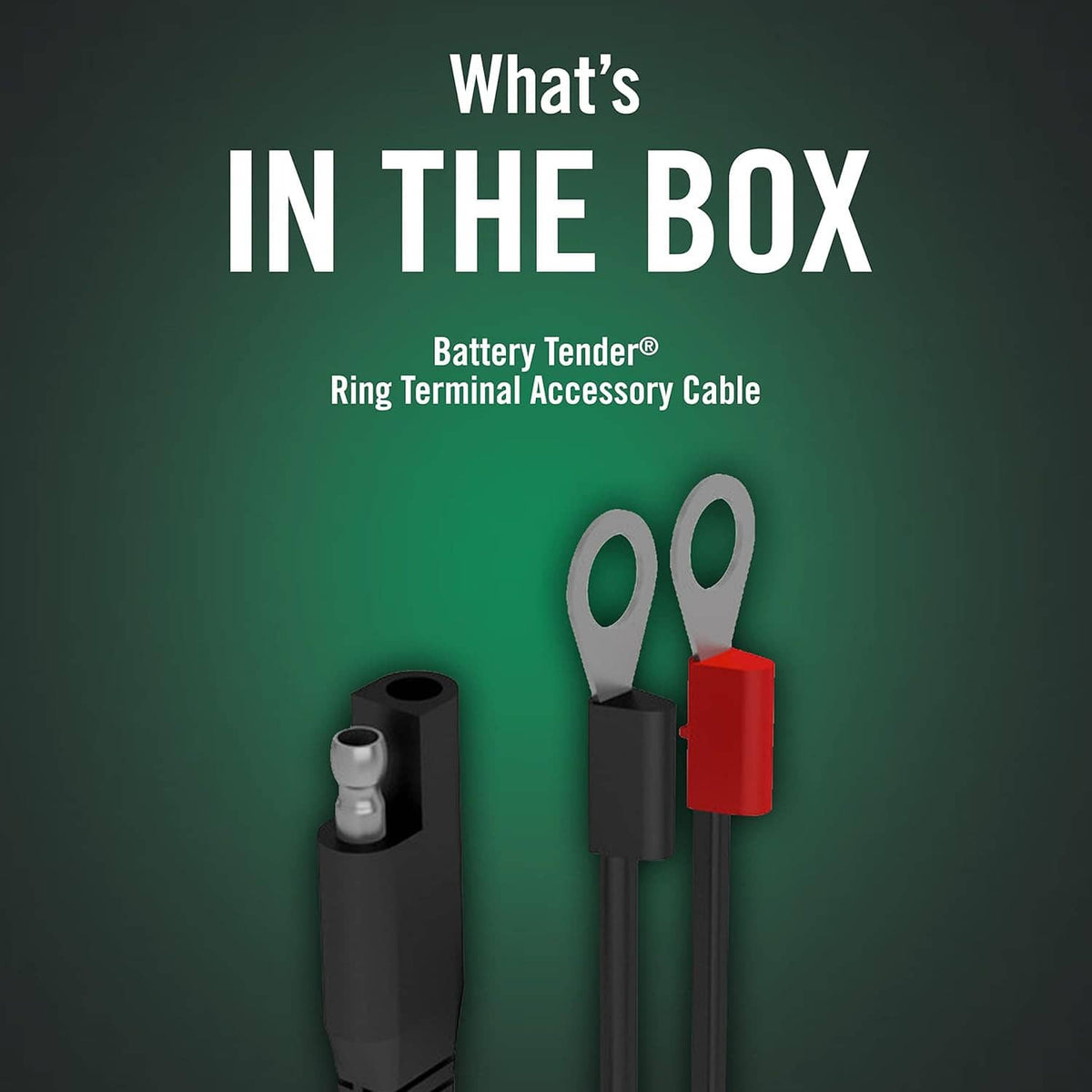 Set of battery ring terminal accessory cable parts with black leads and red connector