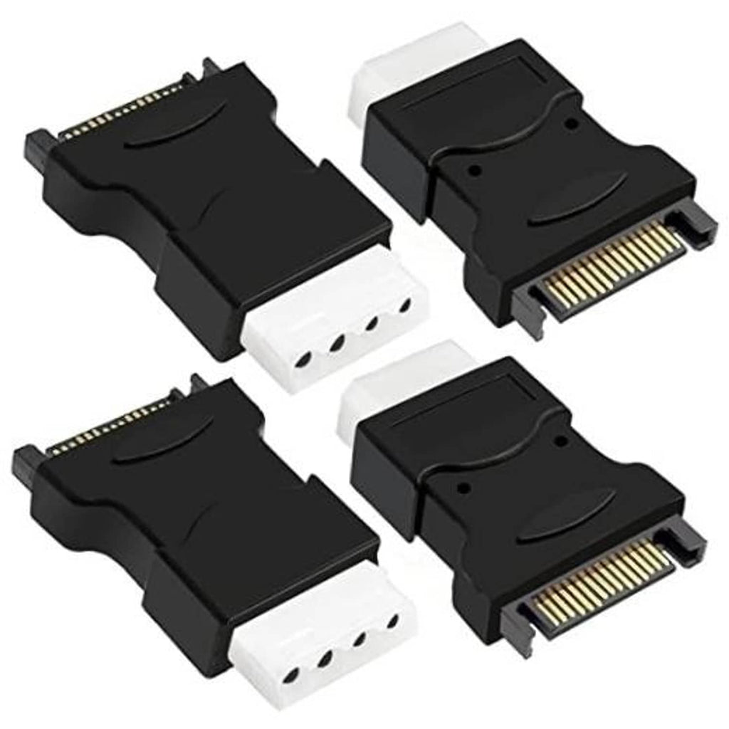 SATA 15-pin to Molex 4-pin adapter with black and white dual connectors