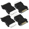 SATA 15-pin to Molex 4-pin adapter with black and white dual connectors