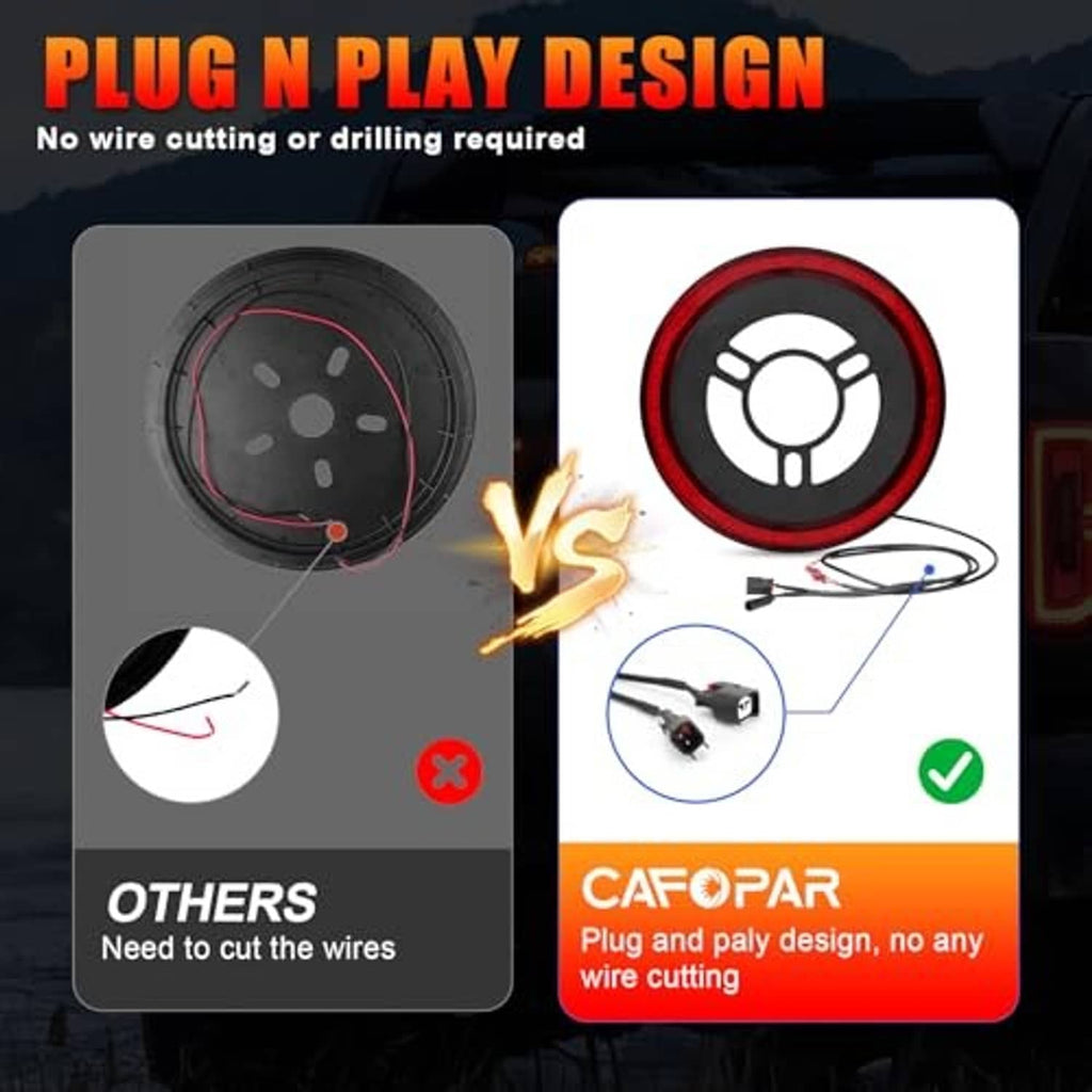 Plug-and-play spare tire brake light kit with red LED ring and included wiring