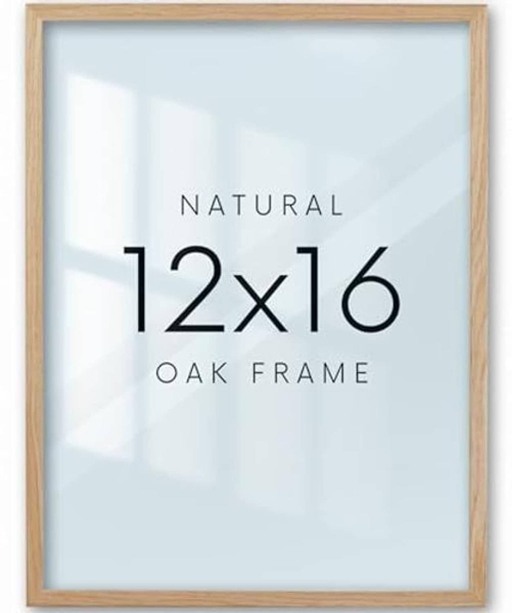 Natural oak 12x16 in picture frame with clear front, no mat