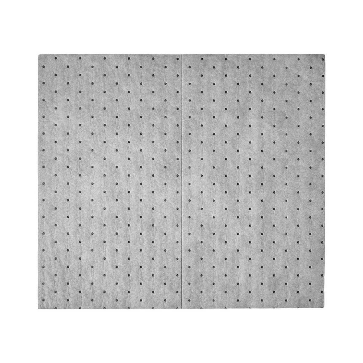 Medium-duty oil and water absorbent cleanup pads, grey, 16x18 in, dotted surface